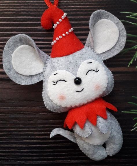 felted mice christmas ornaments|More.